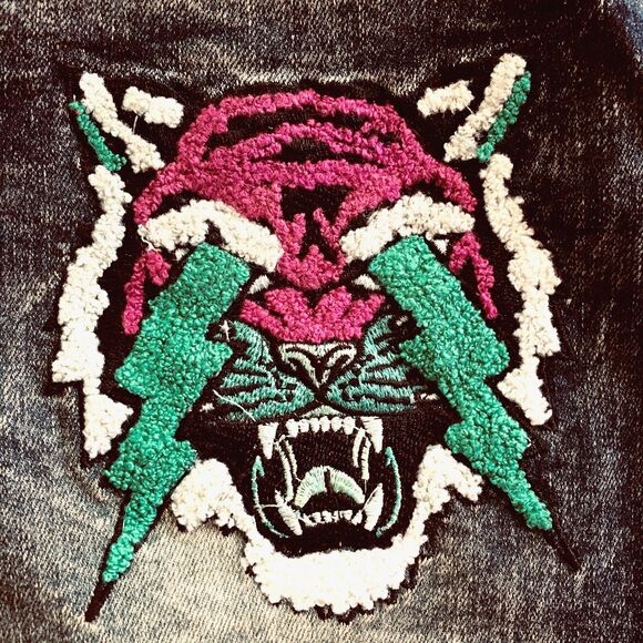 NWT BLACK PIKE LEGEND Embroidered Distressed Biker Stretch Slim Denim Jean 38X32 - Picture 6 of 16